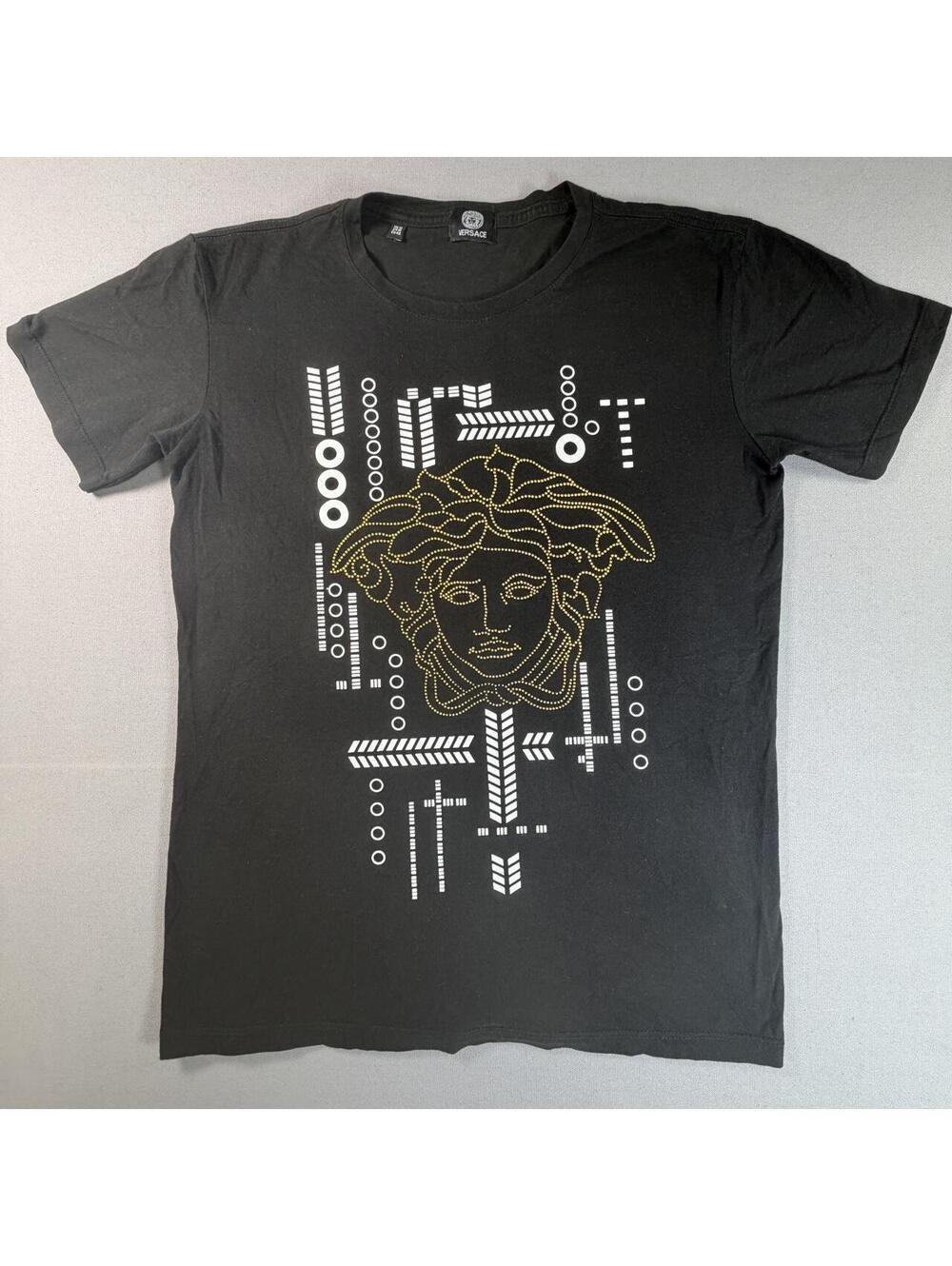 Versace Medusa Head Logo T Shirt Black Gold Designer Tee Mens M